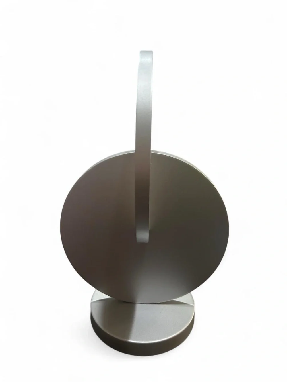 Modern Silver Eclipse Table Lamp Geometric LED Circle Desk Light Needs Cord